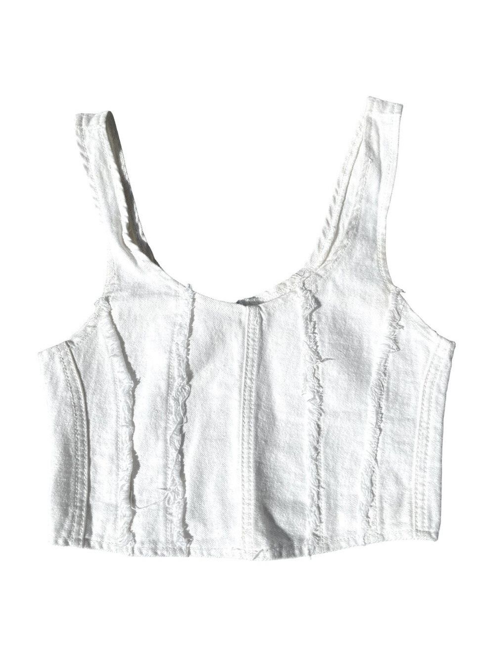 I.AM.GIA White Denim Crop Top Size XXS